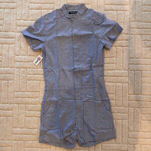 NWT RompHim Blue Oxford Romper - Men's Size M